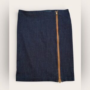 Lauren Ralph Lauren Denim Pencil Skirt With Full Faux Leather Trim Zipper